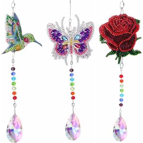 Crystal Light Catching Wind Chimes Jewelry Handmade Hanging Angel Tears Diamond Sunburst Wind Chime Pendant Garden Decor Gifts