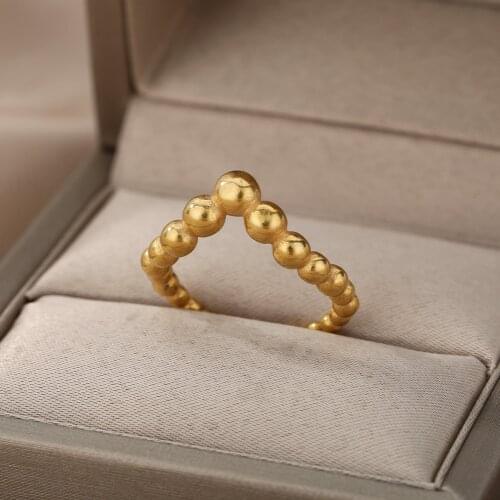 ICFTZWE 2021 Korea New Exquisite Irregular Round Bead Opening Rings For Women Girls Geometry Temperament Simple Jewelry Gift