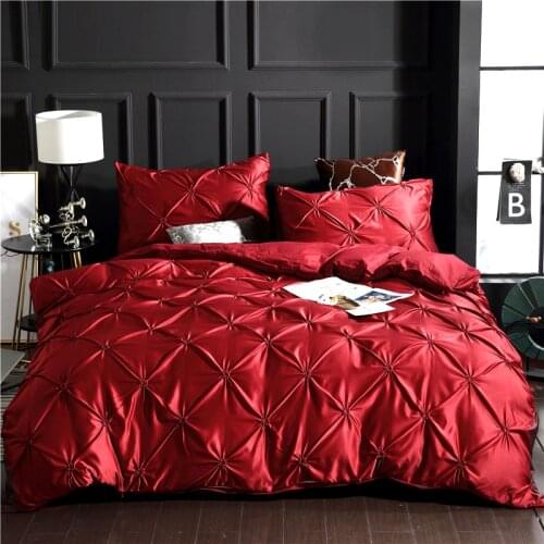 New Red White Black Multiple sizes Duvet Cover Pinch Pleat Bedding Set 2/3pcs Bed Linings Pillowcases Comforter Cover Set