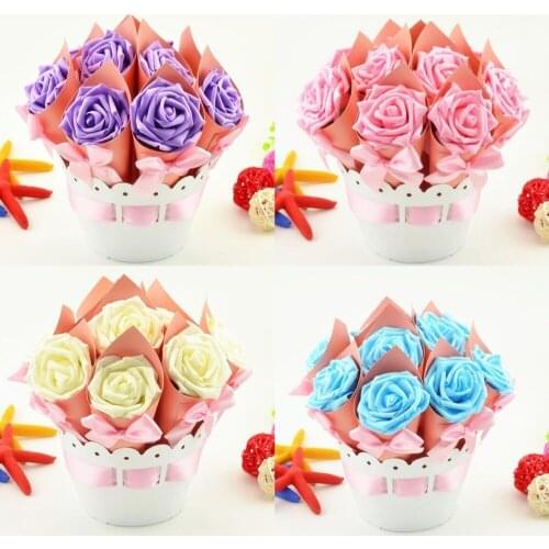 4 Sets Creative Flower Pot wedding favors gifts luxury rose Candy box souvenirs gifts for guests Wedding Party Table Decoration