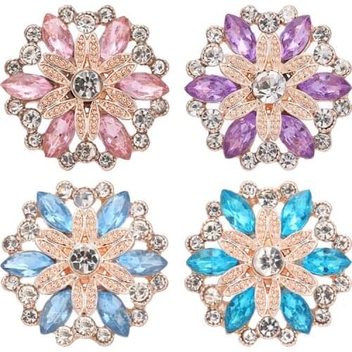 KZ3573 New Rhinestone Rose golden color Hollow Flower metal 18MM snap buttons fit 18mm snap bracelet snap jewelry wholesale