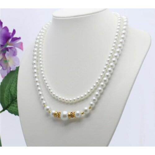L9083 2Rows 8-14mm White Shell Pearl Necklace,Fashion Charming High-end atmosphere Woman Jewelry beautiful Girl birthday present