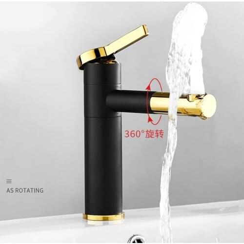LIUYUE Basin Faucets Black/White Brass 360 Rotate Bathroom Basin Mixer Faucet Wash-basin Cold Hot Water Sink Mixer Taps Torneira