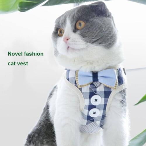 Cute Bowtie Cat Dog Harness And Leash Set Breathable Vest Harness For Cats Dogs Walking Rope Outdoor Puppy Chest Strap Lead Belt