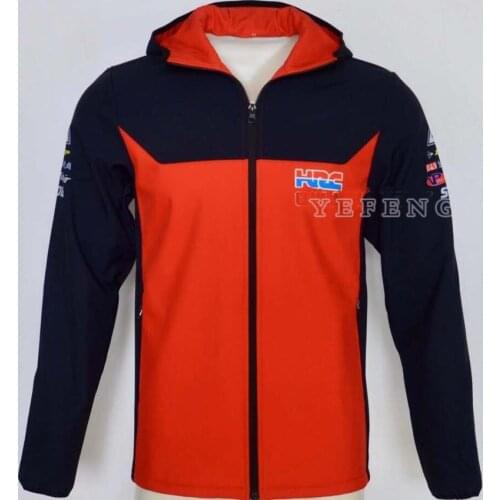 Motorcycle Motocross Moto Black Red Zip Fleece Sweatshirt For Honda Team Racing HRC Jacket Off Road Riding