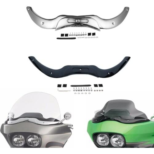 Motorcycle Windscreen Windshield Trim For Harley Touring CVO Road Glide Models Ultra Custom 2004-2013 Chrome Black