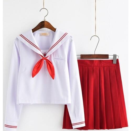 2019 new plus size JK Japanese School sailor uniform fashion school class White suit Girl student school uniforms for Cosplay