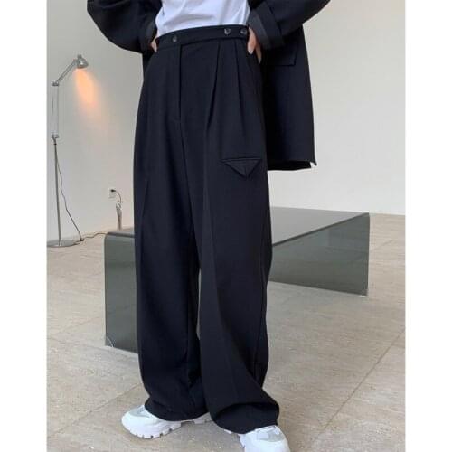 Autumn new fashionable blogger style high waist wide leg straight suit pants loose slimming all-match X348