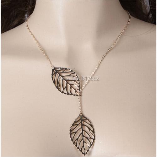 New Style Fashion Gold Color Leaf Necklace Jewelry