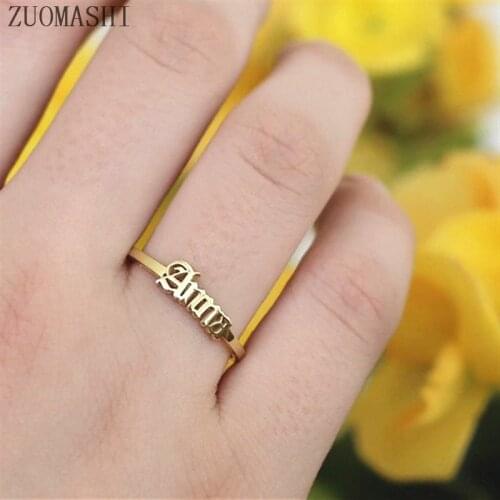 Custom Old English Name Ring Tiny Name Ring Personalized Gift For Women Best Friends Gothic Mini Name Nameplate Ring Wedding