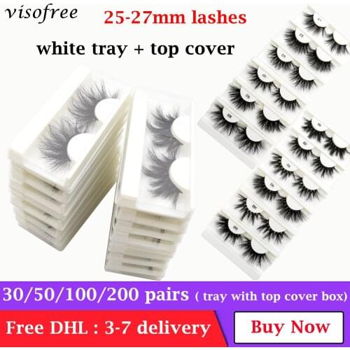 Wholesale Eyelashes 30/50/100 pairs 25MM 3D Mink Lashes Dramatic Mink Eyelashes Natural False Eyelashes Makeup False Lashes Bulk