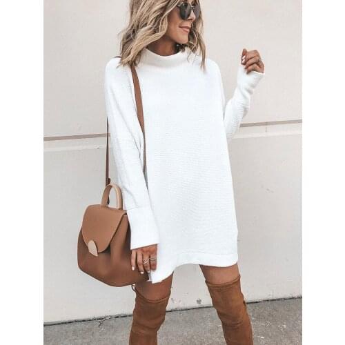 Autumn Winter dress women clothing O-neck casual dress Long sleeve bodycon dress fashion Solid White knitting dress Vestidos
