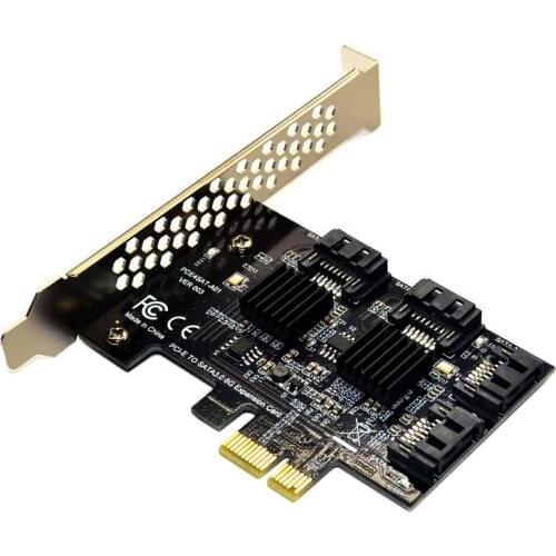 NEW-PCI-E to SATA 3.0 Riser Card 4 Port SATA3.0 Expansion Card Adapter Hard Drive Expansion for IPFS Hard Drive