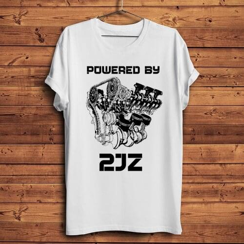 Powered By 2JZ engine JDM funny geek tshirt Men summer new White Casual short sleeve T Shirt Unisex streetwear tee