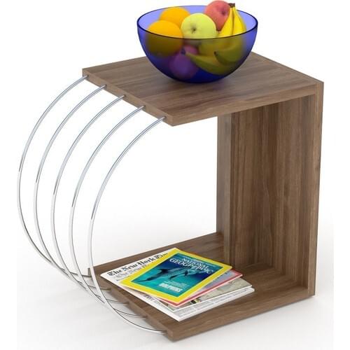 Rafevi Case Side Coffee Table (Walnut-Chrome)