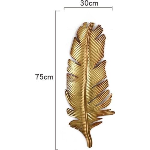 Sales Gold Wrought Iron Feather Palm Tree Leaf Wall Decoration Three-Dimensional Porch Wall Hanging Home Decor Living Room R1343