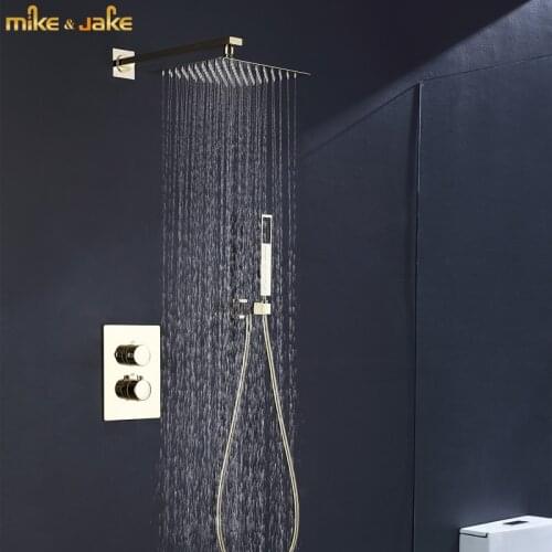 Luxury gold wall shower thermostatic constant golden shower mixer kit constant panel thermostatic wall shower 40 degree shower