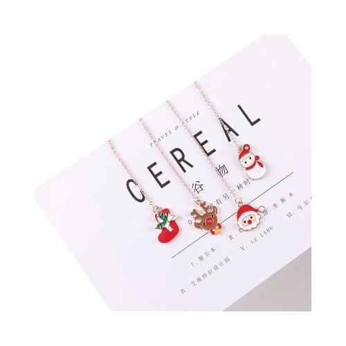 Christmas Bookmarks for Books Stationery Teacher Gift Novelty Metal Bookmark Cartoon Book Markers Christmas Gifts for Teachers