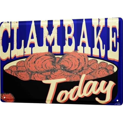 SINCE 2004 Tin Sign Metal Plate Decorative Sign Home Decor Plaques M.A. Allen Retro Deco U.S. Clambake menu Coastal Delicacy