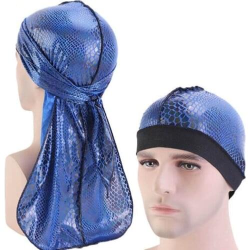 XEONGKVI 2pcs Europe Crocodile Skin Pattern Bind Skullies Beanies Pirates Hat Spring Autumn Long Tail Turban Hats For Women Men