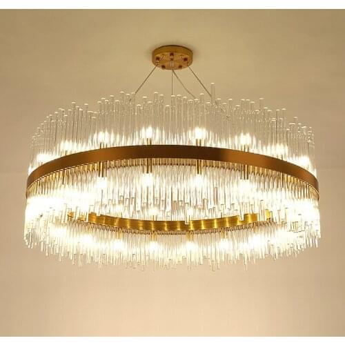 Post-Modern Golden Luxury Crystal Glass Pendant Lights Living Dining Room Bedroom Indoor Lighting Led Lamp Hanging Light Fixture