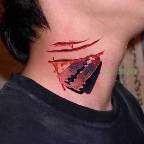 Waterproof Temporary Tattoo Sticker 3D Halloween bone skull red bleed lip hand tatto stickers flash tatoo fake tattoos for men 7