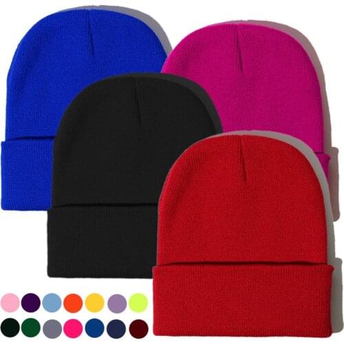 Knitted Beanie Womens Hat Winter Men Skullies Beanies Warm Casual Slouchy Hat Crochet Beanie Hat Female Baggy Cap Cheap