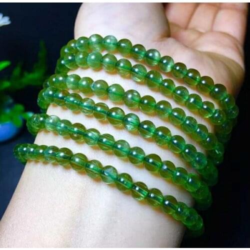 Expensive goods rich Natural Green Apatite Crystal Beads Bracelet AAA 5-6mm free shipping