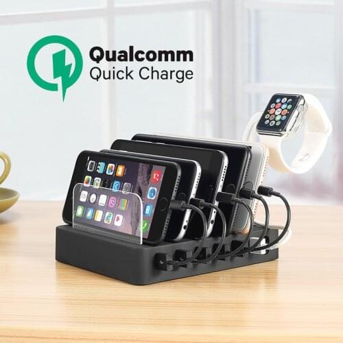 Charging Station with Quick Charge QC 3.0,Fastest 6-Port Docking Station,USB Charging Station for Multiple Devices,Phones,Tablet