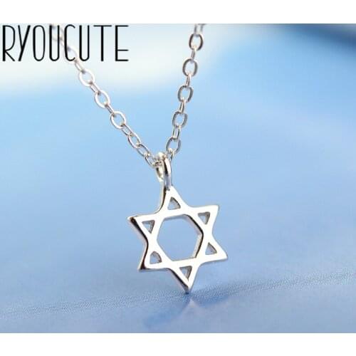 Punk Silver Color David Star Necklaces Pendants For Women Gifts Statement Necklaces Colar 2019