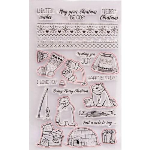 Winter Bear Snowflake Metal Cutting Dies and Stamps Stencils for DIY Scrapbooking Stamp/photo Album Decorative Embossing Dies