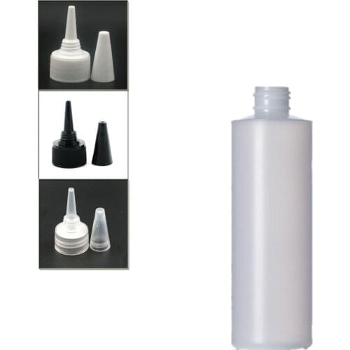 250ml empty plastic soft Squeeze dropper bottle ,natural-colored HDPE cylinder round with Twist Top Caps, pointed mouth top cap