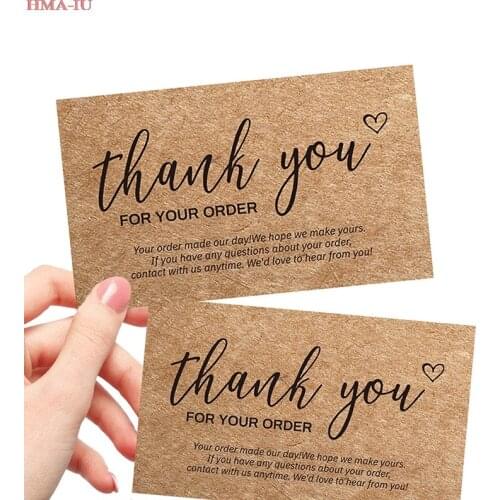 30pcs/bag Thank You for Your Order Cards Kraft Paper Thanks Greeting Card