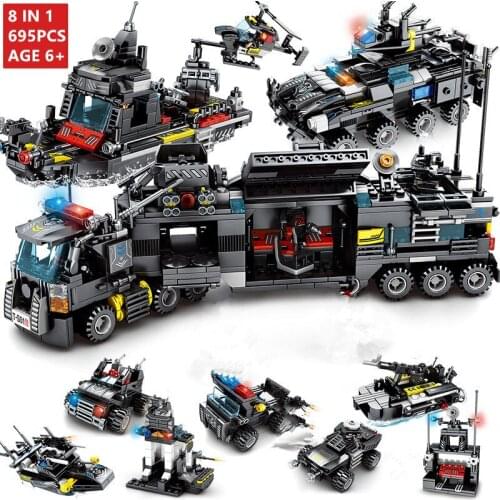 695PCS 8pcs/lot City Police SWAT Building Blocks Compatible LegoINGlys City Blocks Technic Bricks Playmobil Toys for Children