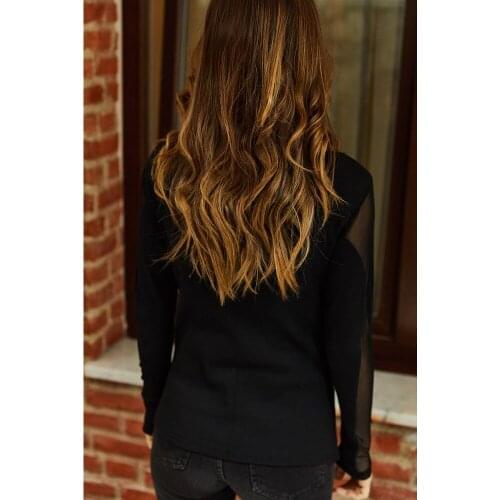 Tulle Detailed Blouse Black Woman 2021