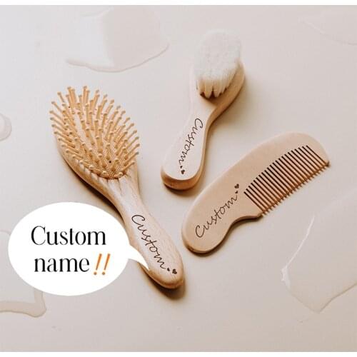 Baby Care Pure Natural Wool Baby BPA Free Wooden Brush Comb Brush Baby Hairbrush Newborn Hair Brush Infant Comb Head Massager