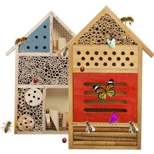 Insect House Bee Box Insect Feeding Nest Butterfly Insect Hotel Nesting Box For Bees Butterflies Garden Support Dropshipping