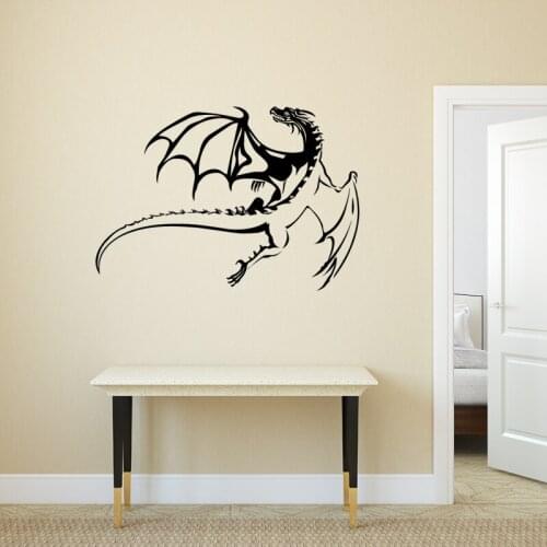 Dragon flying vinyl wall decals home decor living room bedroom art wallpaper removable