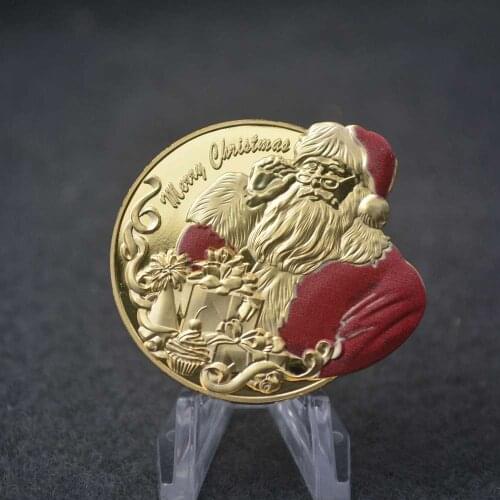 2020 Merry Christmas Gold Plate Santa Claus Round Novelty Commemorative Coin Collectibles