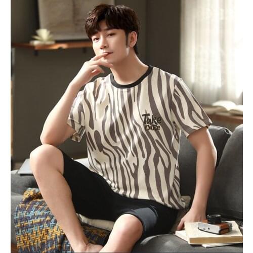 Big Size Pajamas Set for Men Summer Shorts Two Piece Sleepwear Shorts Sleeved Plus Size 3xl 4xl Loungewear Cotton Nightwear New