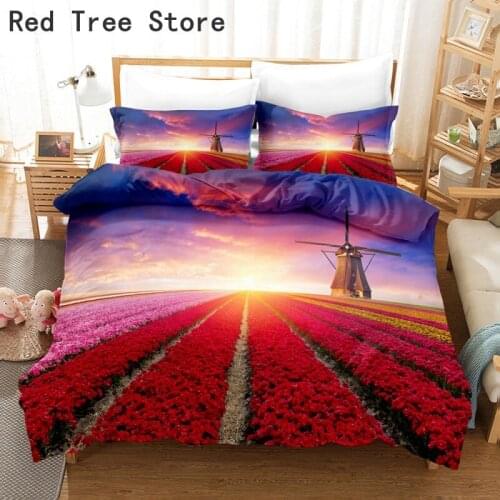 Sea of Flowers Floral Luxury Printed Bedding Set Valentines Day Festival Gift Room Decor Queen King Double Size Bed Linen Duvet