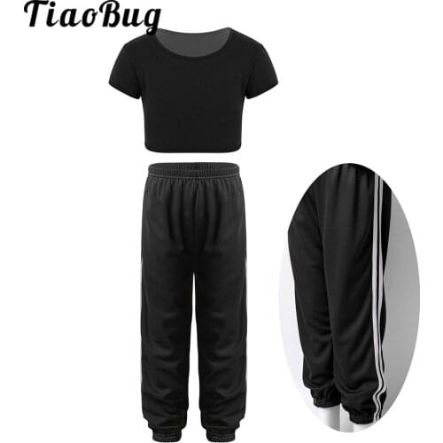 Kids Dance Outfits Hip Hop Clothing Crop Top Tracksuit Long Bloomers Pants Sets for Girls Jazz Dance Costume Clothes Streetwear