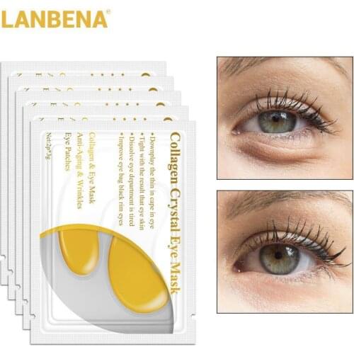 LANBENA Eye Mask Eye Patch Collagen 24K Gold Crystal Mask Collagen Moisturizing Anti Aging Wrinkle Remove Dark Circles Eye Care