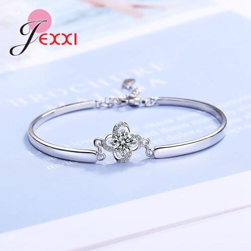 Trendy Jewelry for Women Everyday Jewellery 925 Sterling Silver CZ Rhinestone Flower Charm Bracelets Femme Chic Wedding Gift