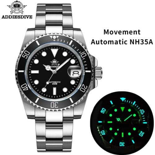 Automatic Watch Sapphire NH35 Automatic Dive Watches Men 200m Watch Men Mechanical C3 Super Luminous STEELDIVE 1953 Watch Dive