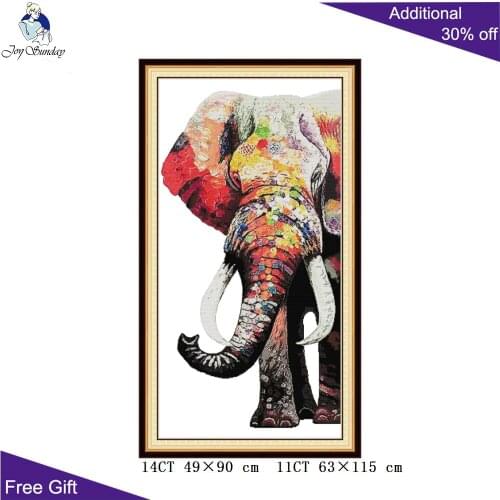 Joy Sunday Elephant DA435 14CT 11CT Counted and Stamped Great Elephant Animal Home Decor Embroidery DIY Cross Stitch kits