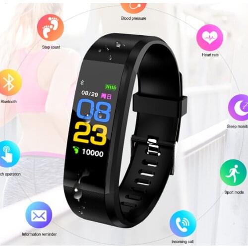 Wristwatch Fitness 115P Color Screen Smart Sport Bracelet Activity Running Tracker Heart Rate For Children Men Women Watch Hours