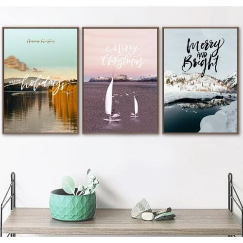 Snow Mountain Sea Sailboat Wall Art Canvas Painting Nordic Posters And Prints Canvas Pictures For Living Room Bar Decor