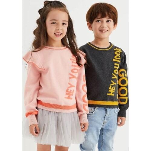 NEW Children fashion letter pullover Warm comfortable Autumn Winter Kids Knitted Turtleneck Pullover Sweater For Boys Girl