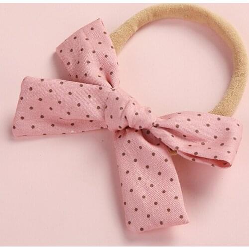 1pcs Knot Bows Nylon Headbands,Newborn Baby Girls Floral Print Fabric Cotton Hand Tie Nylon Hairband,Infants Hair Accessories